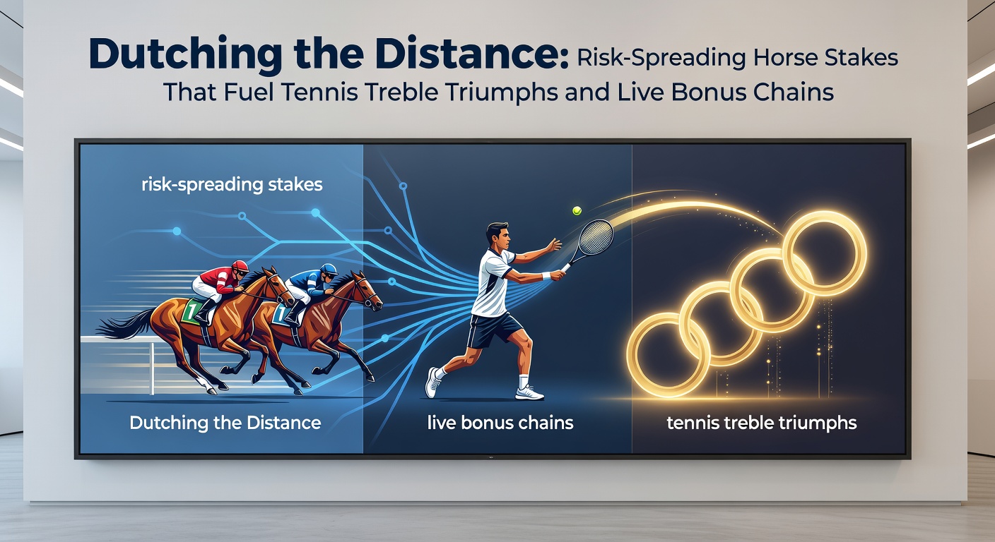 Vibrant horse racing scene at a track with jockeys urging horses toward the finish line under clear skies, evoking the thrill of distance stakes betting