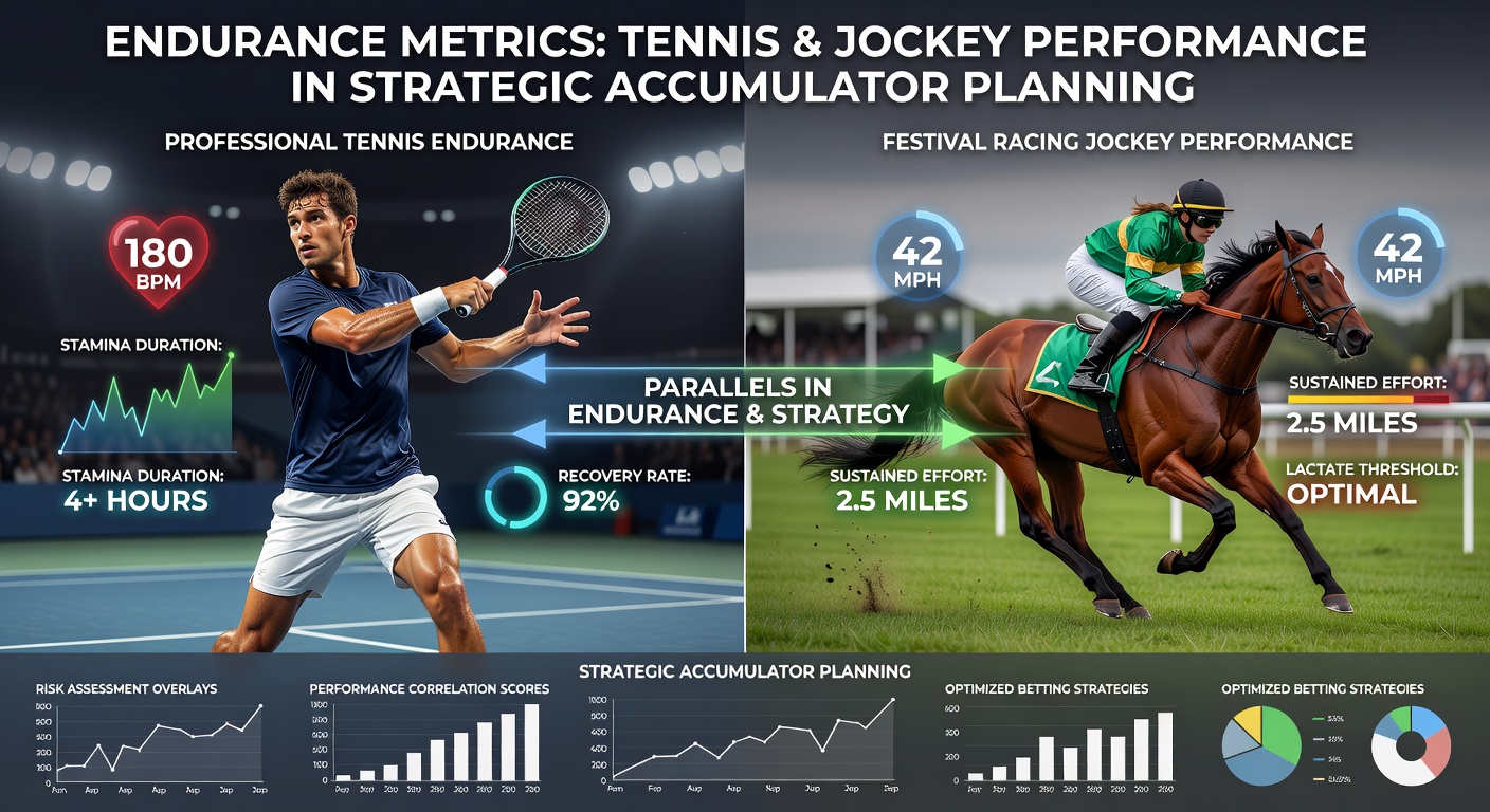 Endurance metrics visualization showing tennis match durations alongside jockey performance charts from festival racing events