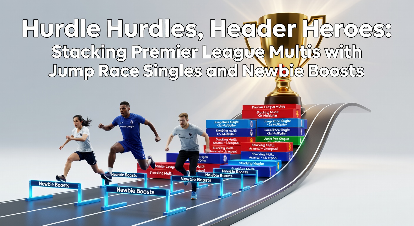 Premier League players celebrating a goal alongside a horse jumping a hurdle in a race, symbolizing combined betting strategies