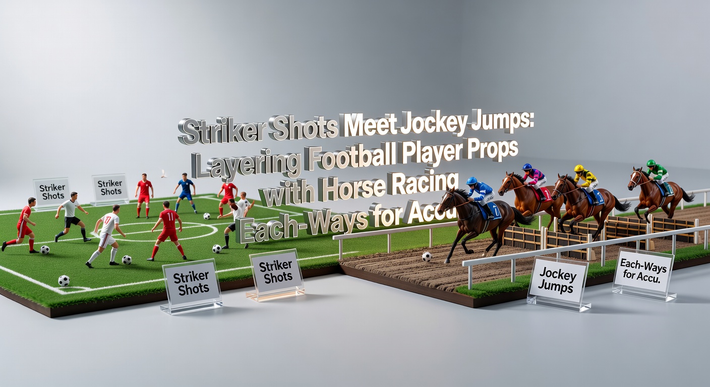 Close-up of accumulator bet slip showing football props and horse each-ways combined, with payout calculations highlighted